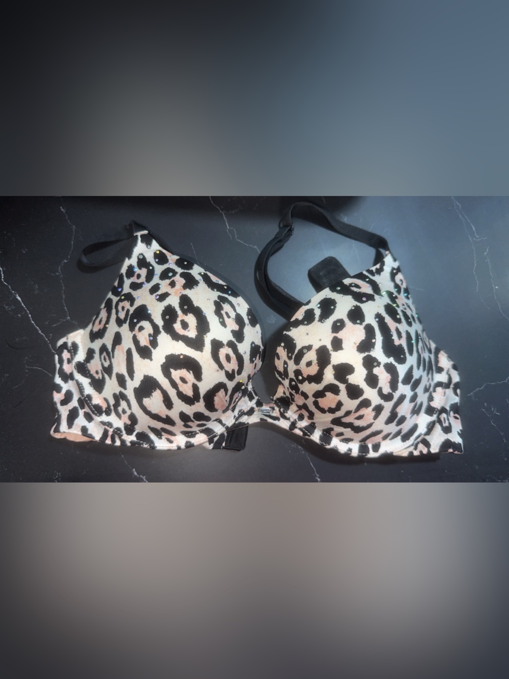 Victoria's Secret Leopard Print Push-Up Bra in Cream and Black
